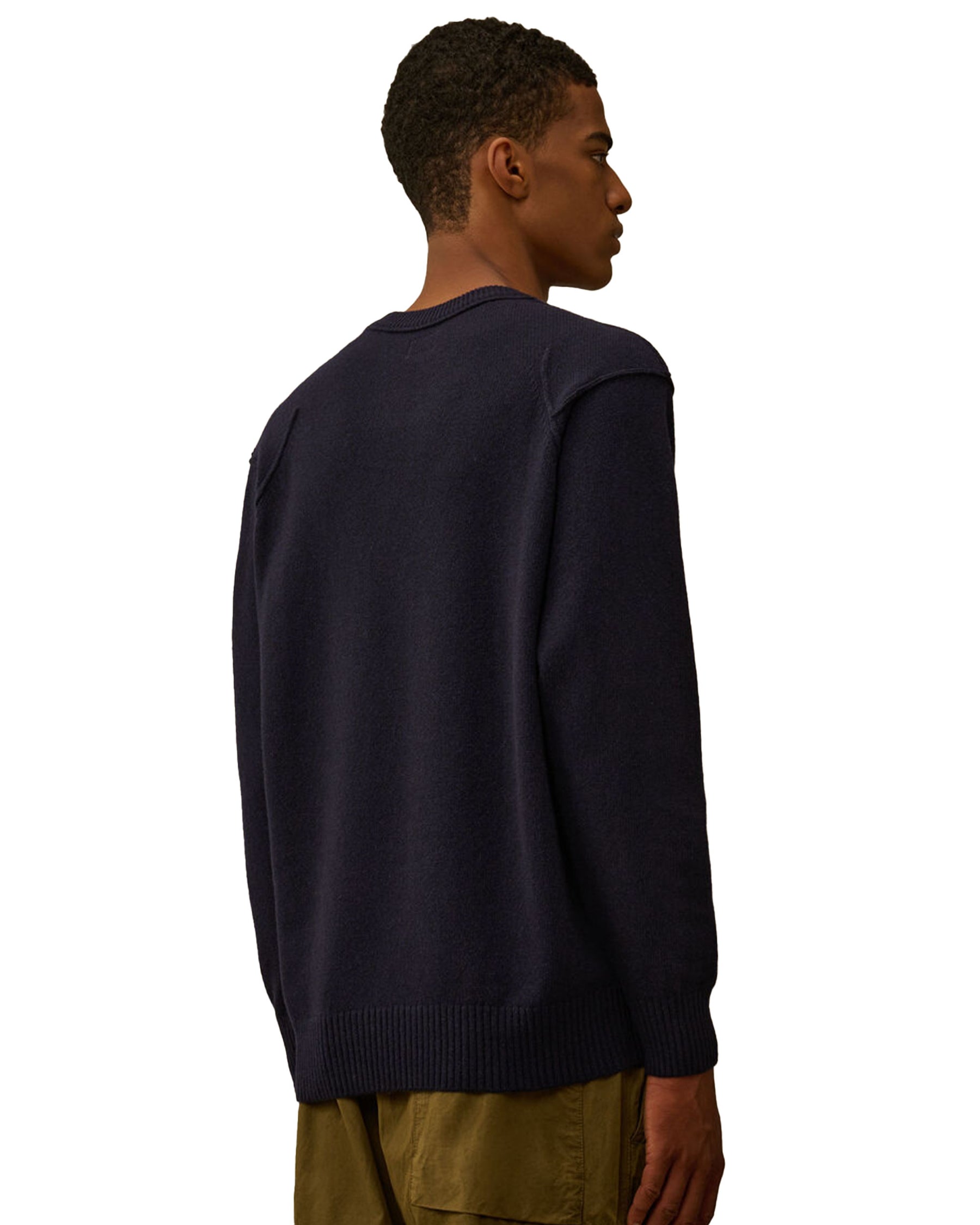 CP Company Knitwear Crew Neck In Lambswool Grs Blu
