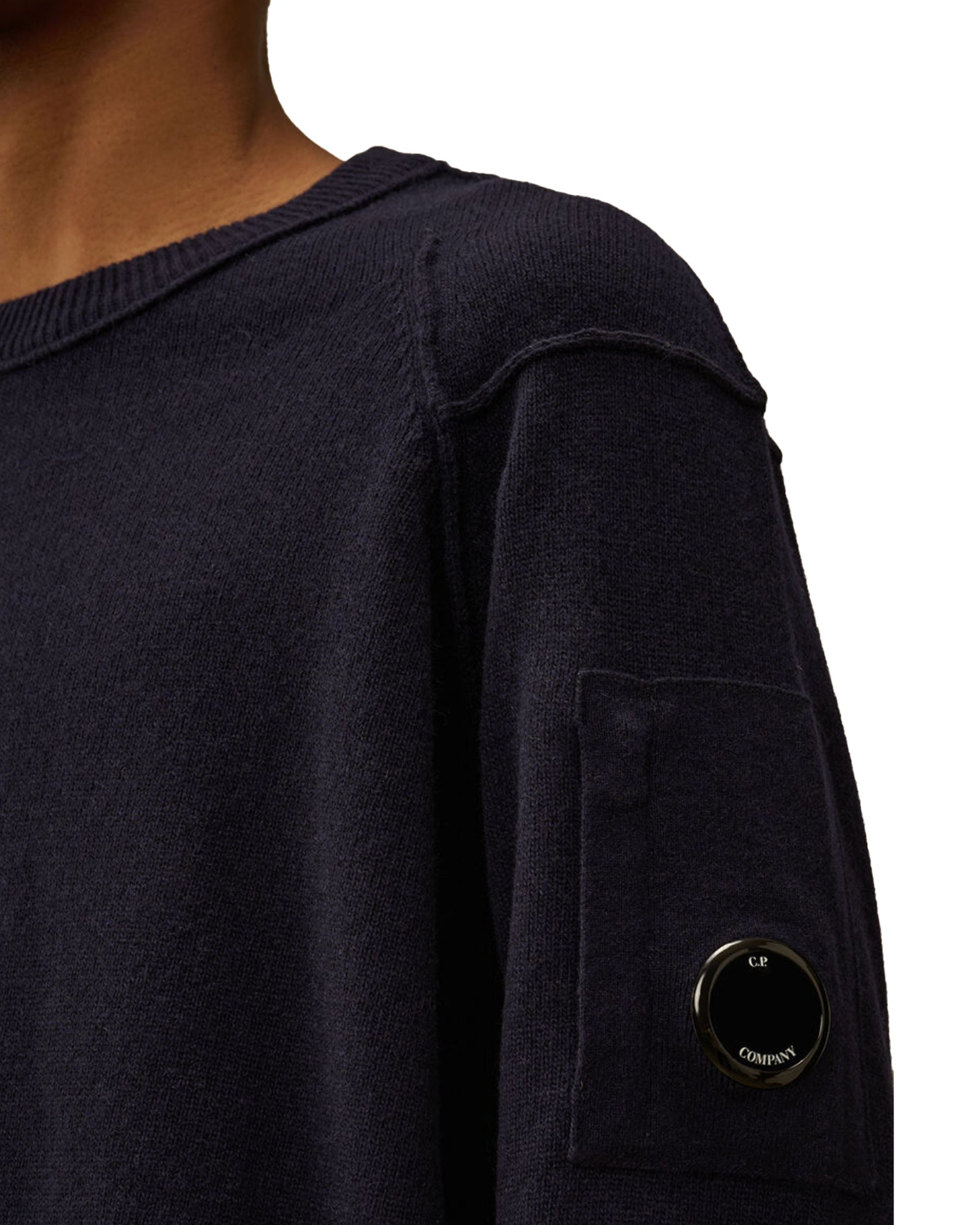 CP Company Knitwear Crew Neck In Lambswool Grs Blu