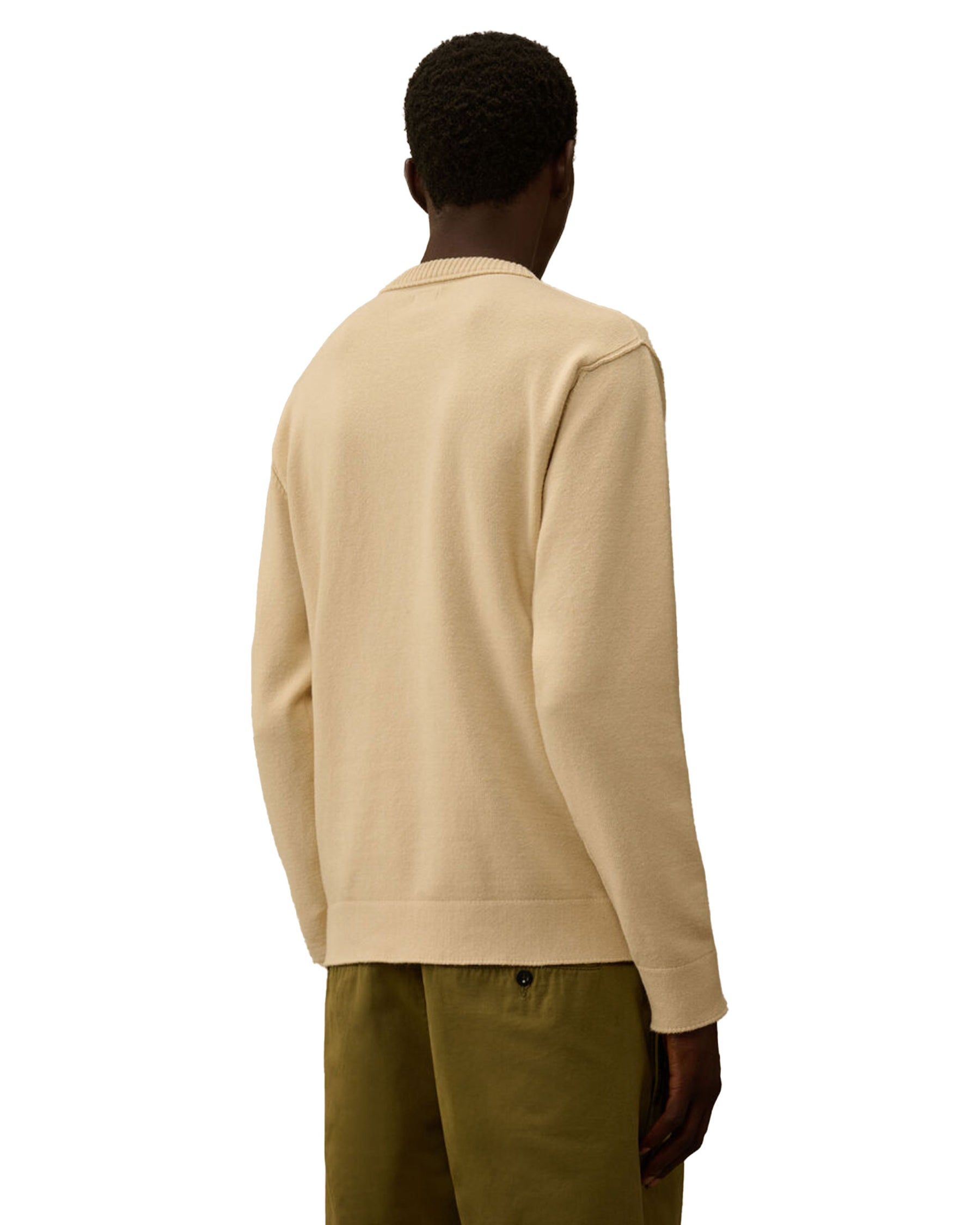 CP Company Knitwear Crew Neck In Soft Cotton Stretch Pistacchio Shell