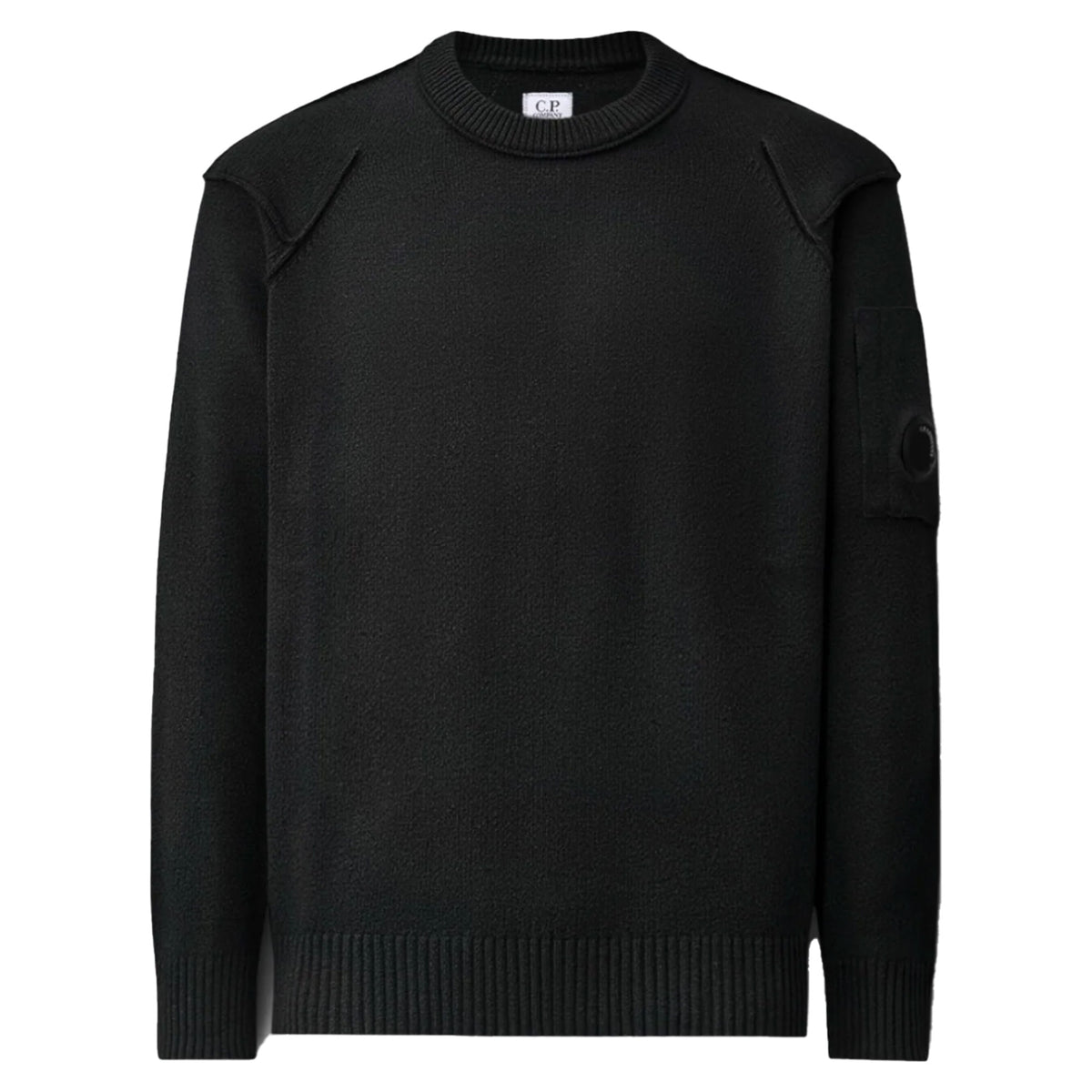 CP Company Knitwear Crew Neck in Fleece Knit Black | Freesneak