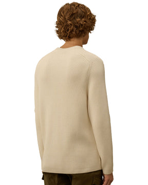 CP Company Knitwear Crew Neck in Full Rib Gauze White