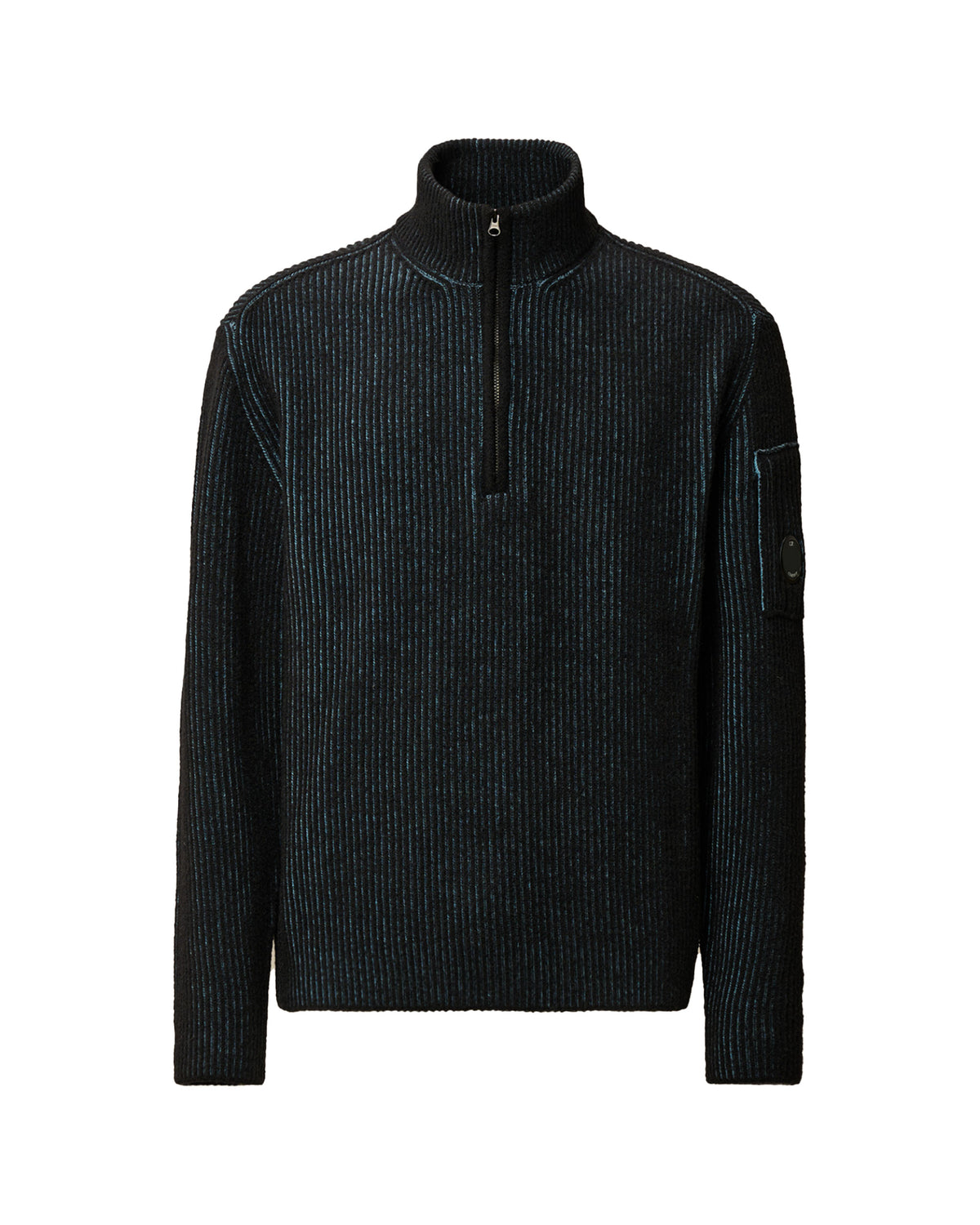 CP Company Knitwear Polo Collar in Fleece Knit Aegan Blue