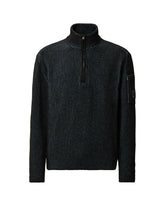 CP Company Knitwear Polo Collar in Fleece Knit Aegan Blue