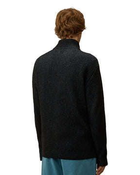 CP Company Knitwear Polo Collar in Fleece Knit Aegan Blue