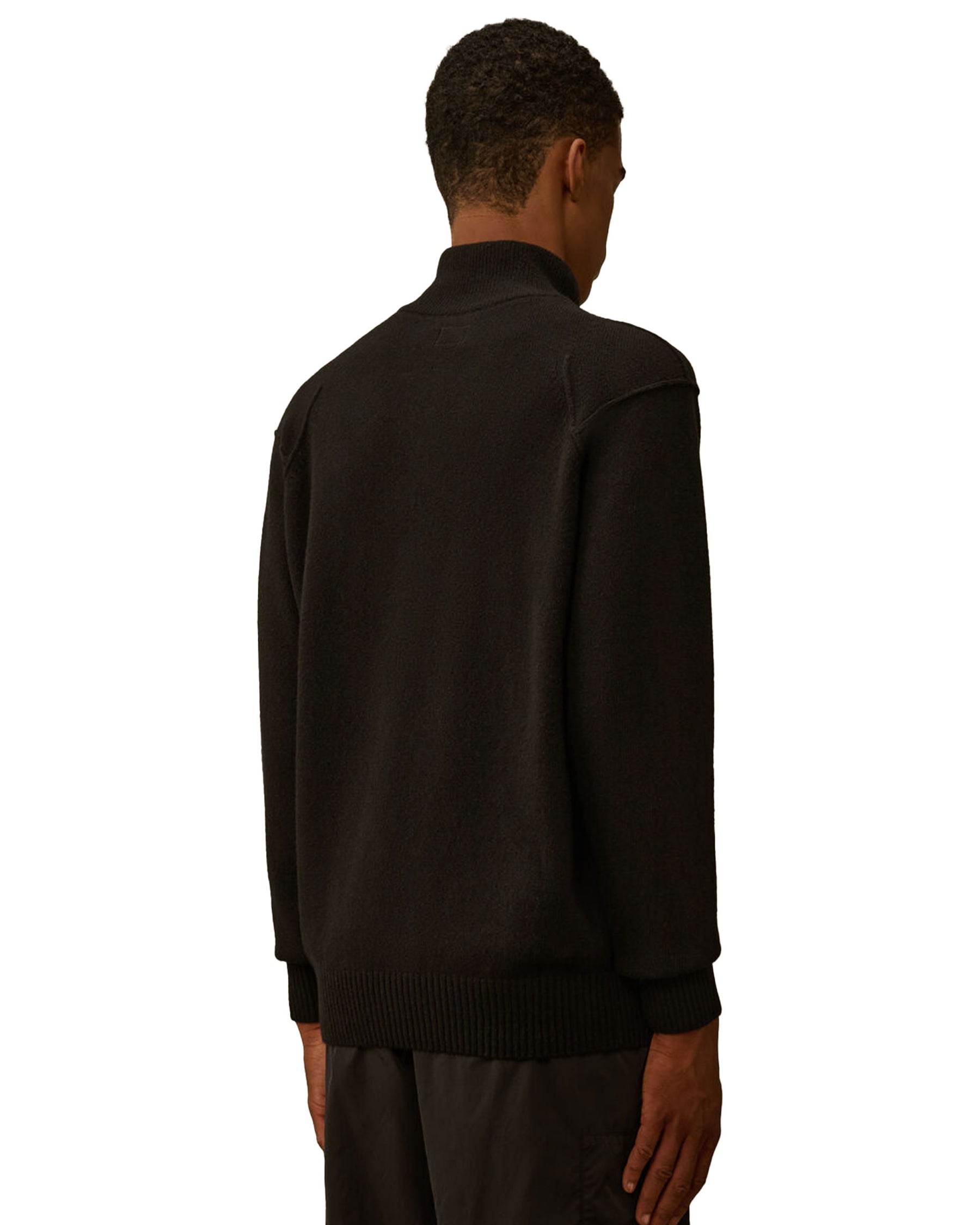CP Company Knitwear Polo Collar in Lambswool Grs Nero
