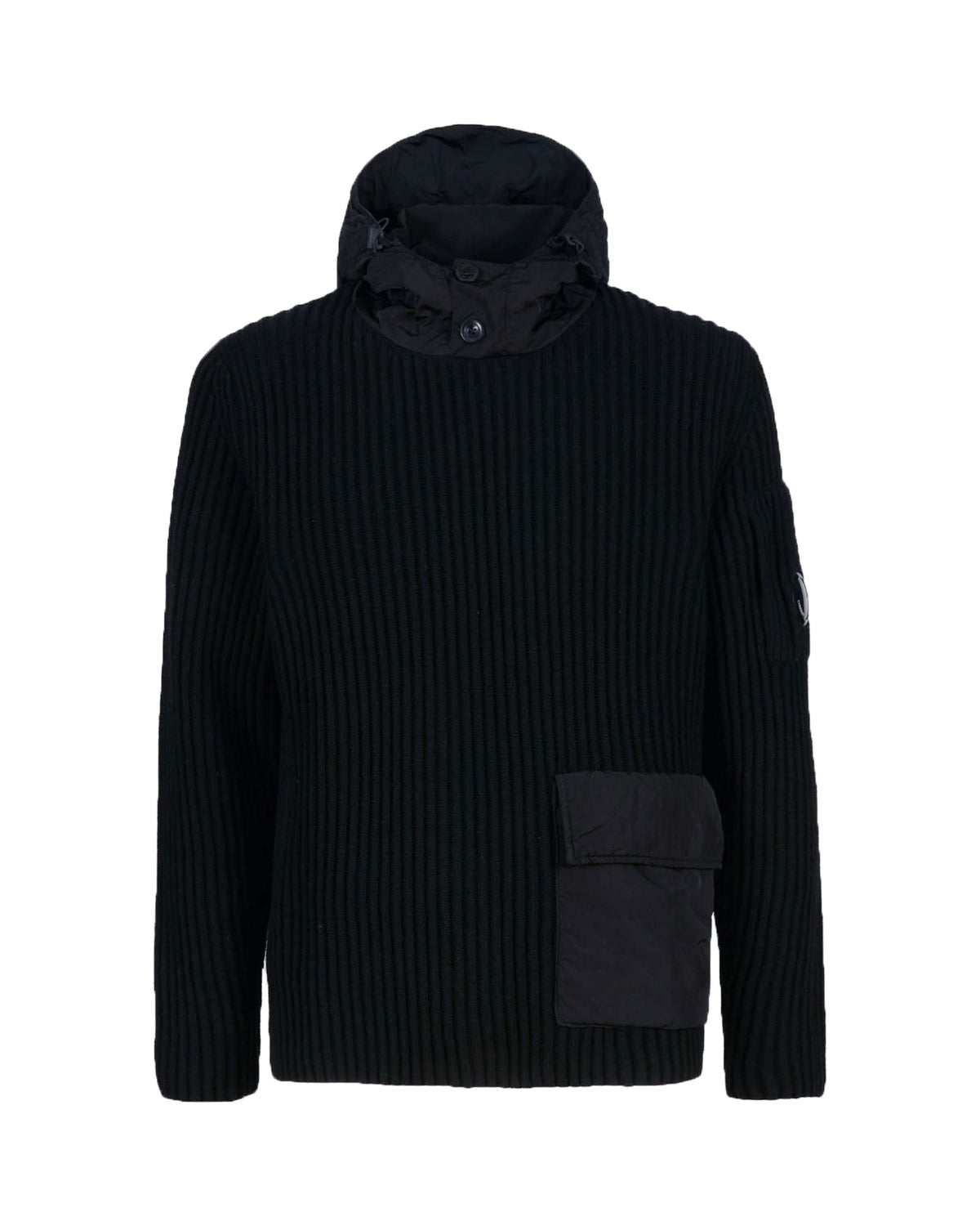 CP Company Lambswool Mixed Hooded Knit Black