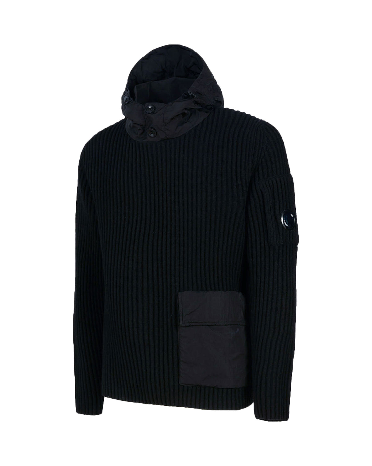 CP Company Lambswool Mixed Hooded Knit Black