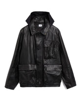 CP Company Leather Mixed Lined Mille Jacket Black