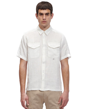 CP Company Lino Pockets Shirt White