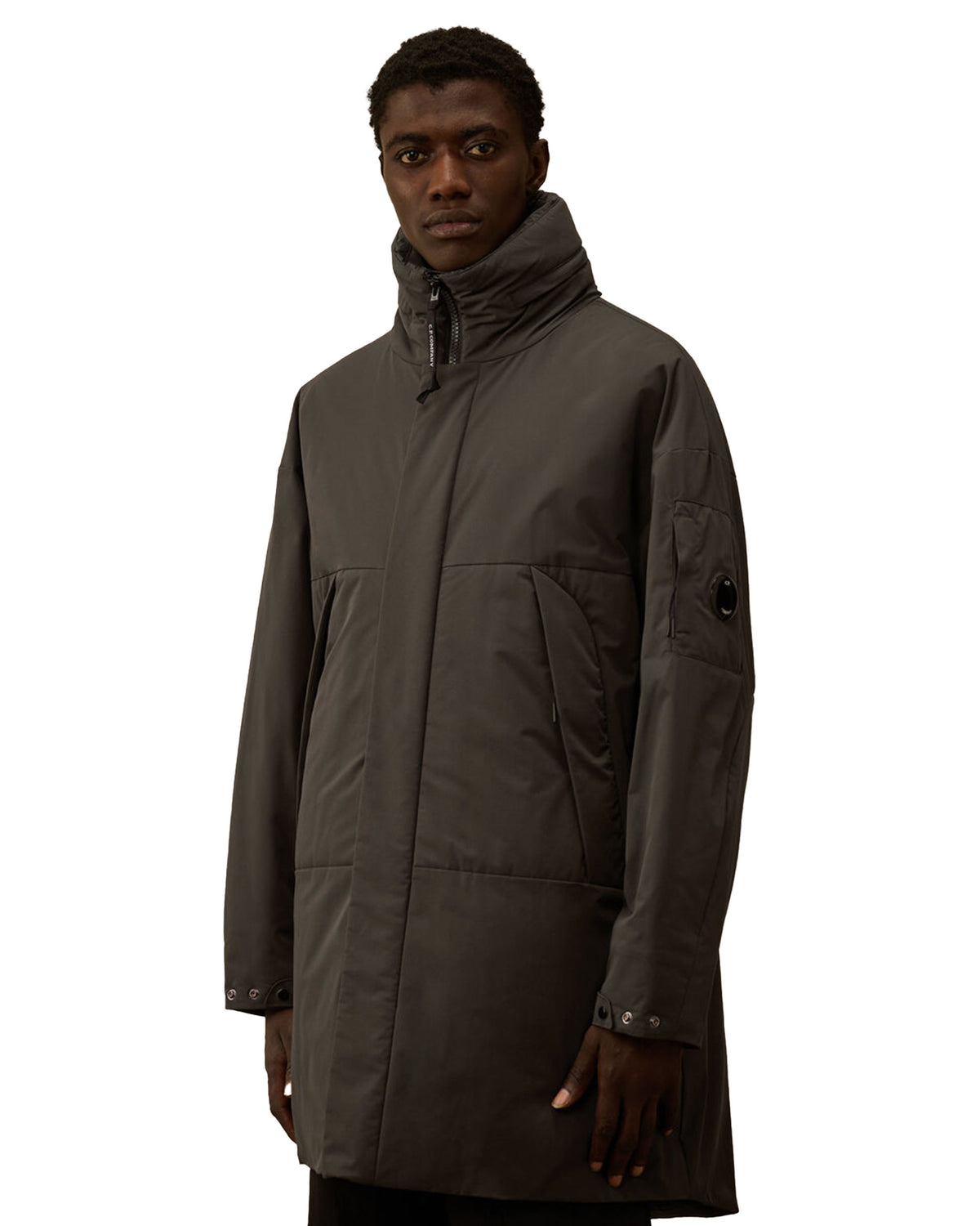 CP Company Outerwear Long Jacket in Pro-Tek Dark Sadow