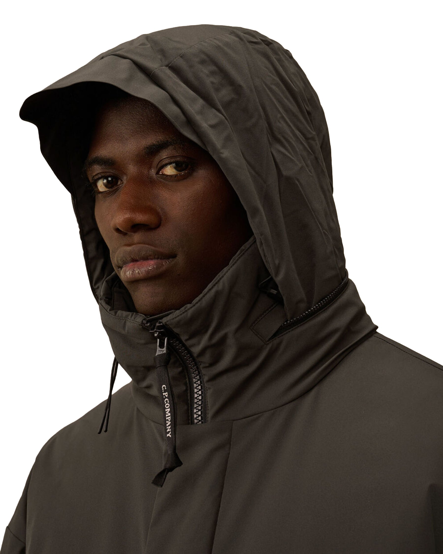 CP Company Outerwear Long Jacket in Pro-Tek Dark Sadow