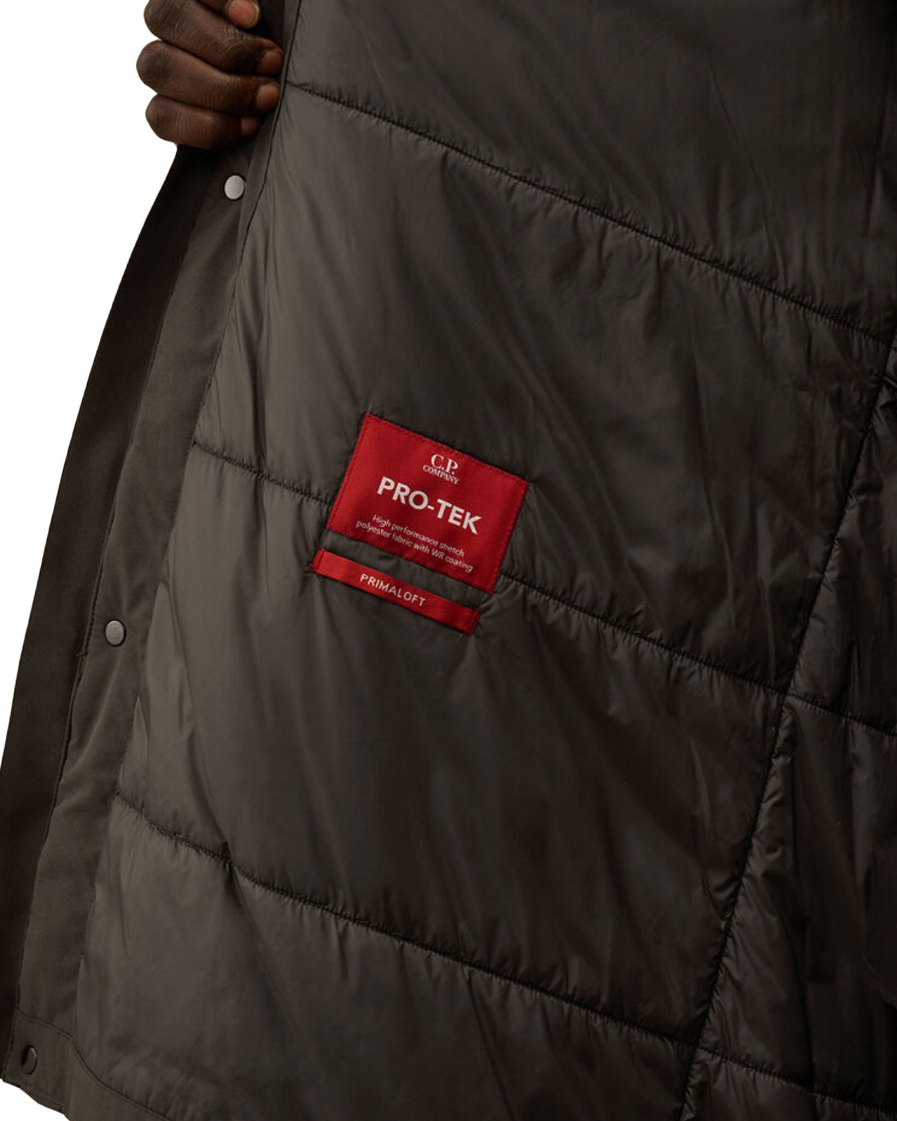 CP Company Outerwear Long Jacket in Pro-Tek Dark Sadow