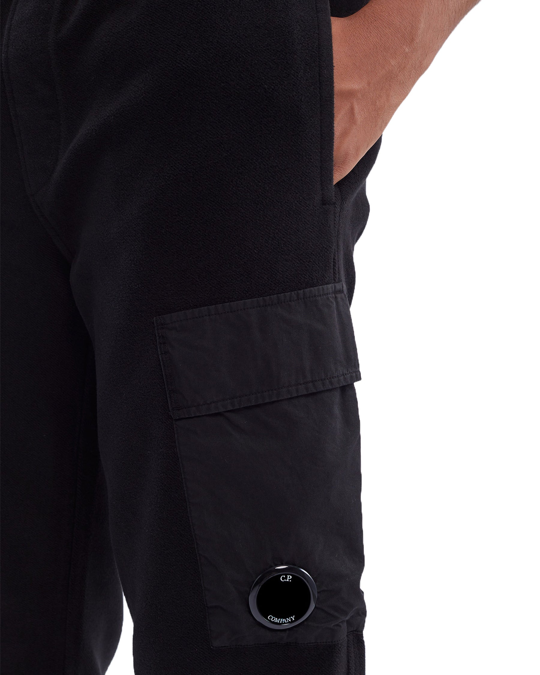 CP Company Reverse Brushed & Emerized Diagonal Fleece Sweatpant Black