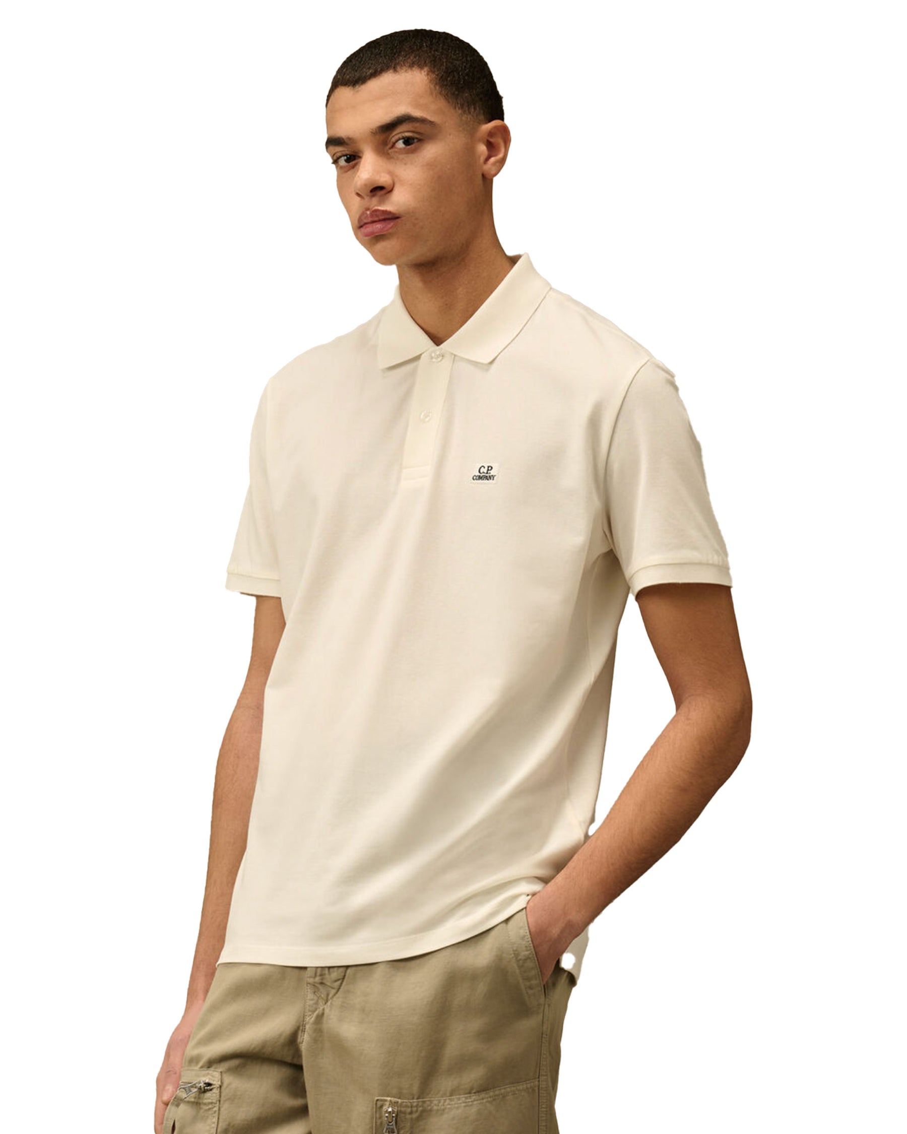 CP Company Stretch Piquet Short Sleeve Polo Bianco
