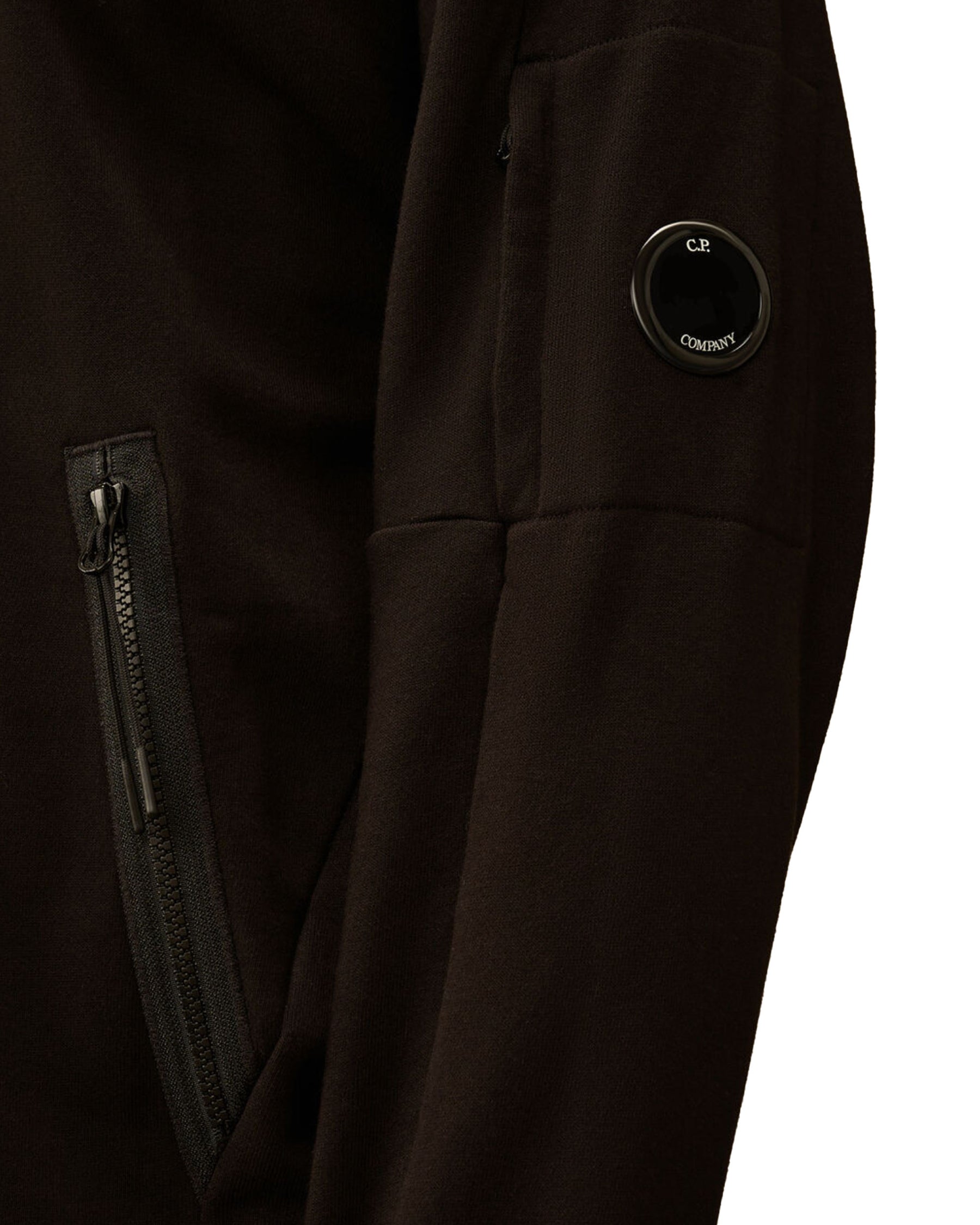 CP Company Sweatshirts Hooded Open In Diagonal Raised Fleece Black