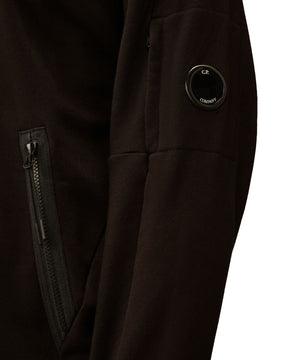 CP Company Sweatshirts Hooded Open In Diagonal Raised Fleece Black