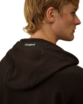 CP Company Sweatshirts Hooded Open In Diagonal Raised Fleece Black