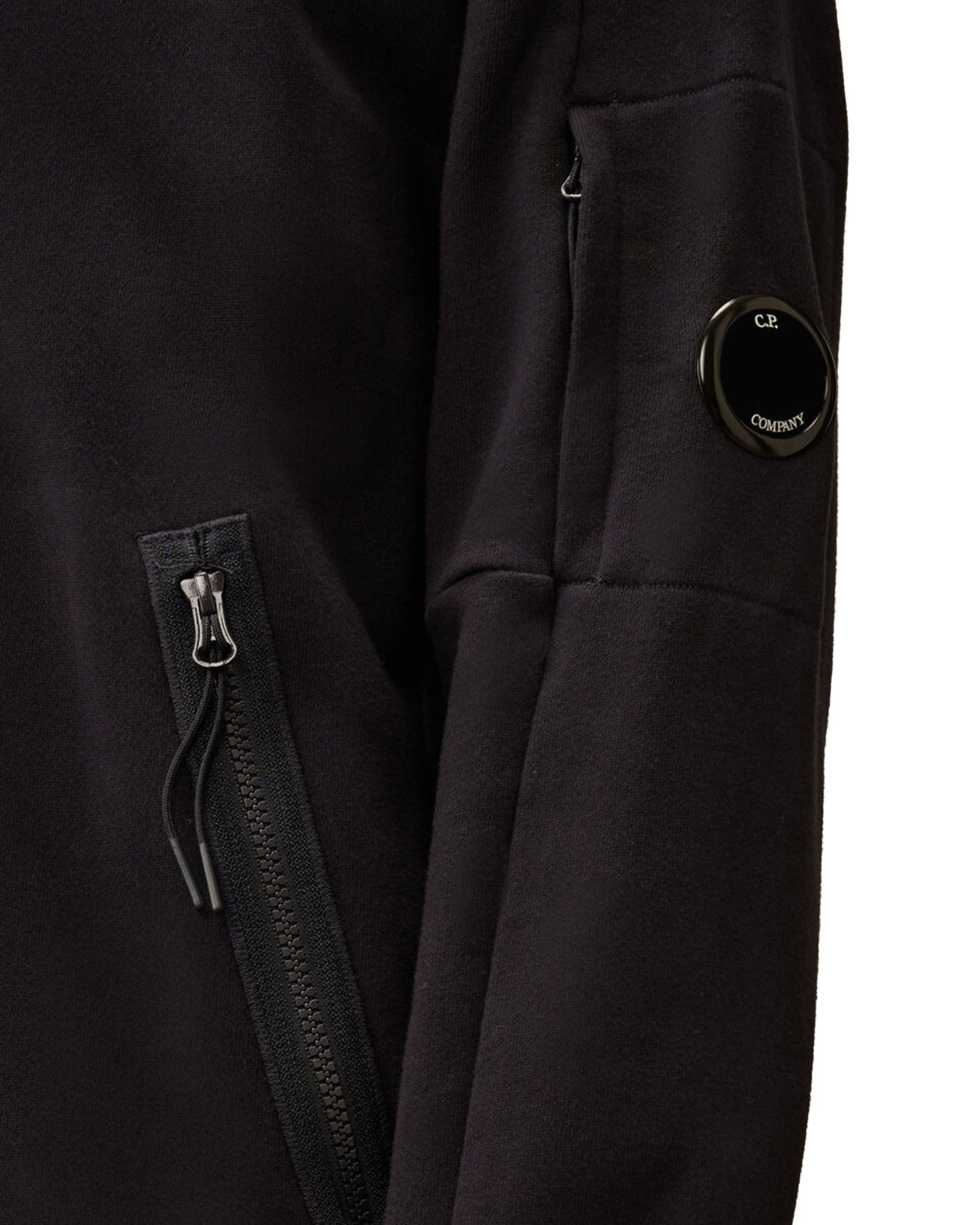 CP Company Sweatshirts Hooded Open In Diagonal Raised Fleece Total Eclipse