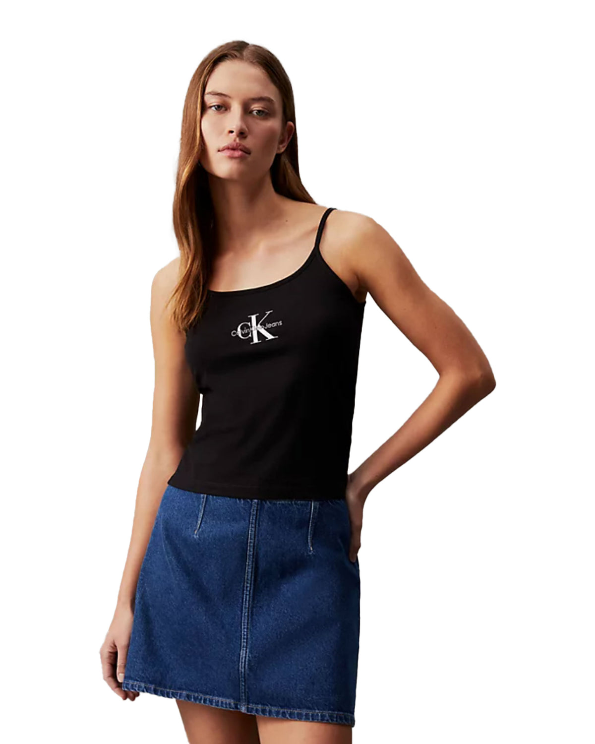 Calvin Klein Monologo Strappy Tank Top Nero