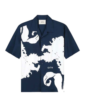 Arte Antwerp Big Flower Shirt Navy-White