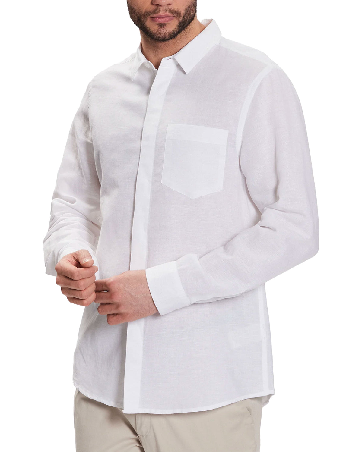 Camicia Calvin Klein Cotton Lino Regular Bianco