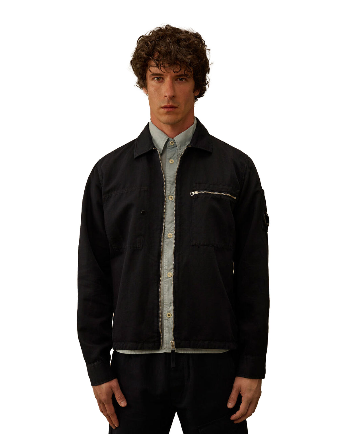 CP Company Overshirt Men's Shirt In Cotton Linen Blue