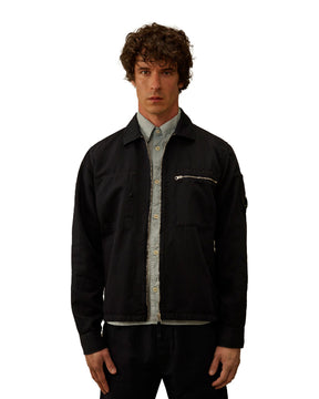CP Company Overshirt Men's Shirt In Cotton Linen Blue
