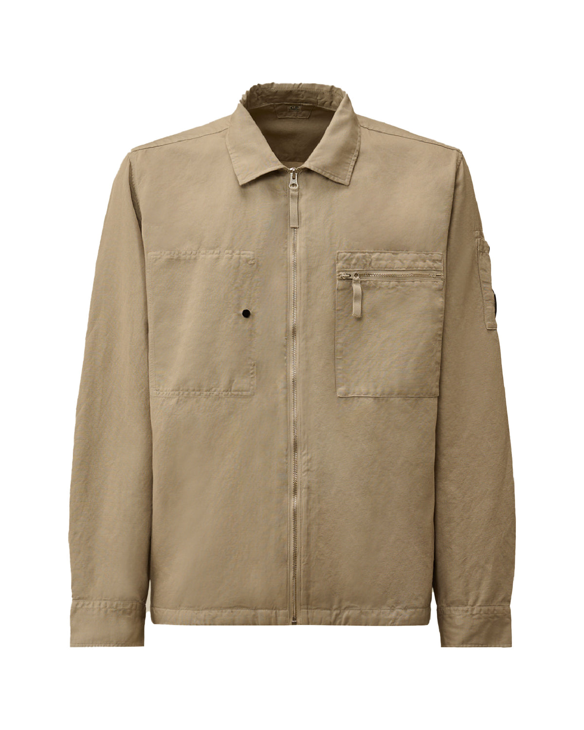 CP Company Men's Shirt In Cotton Linen Dove Beige