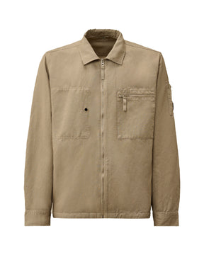 CP Company Men's Shirt In Cotton Linen Dove Beige