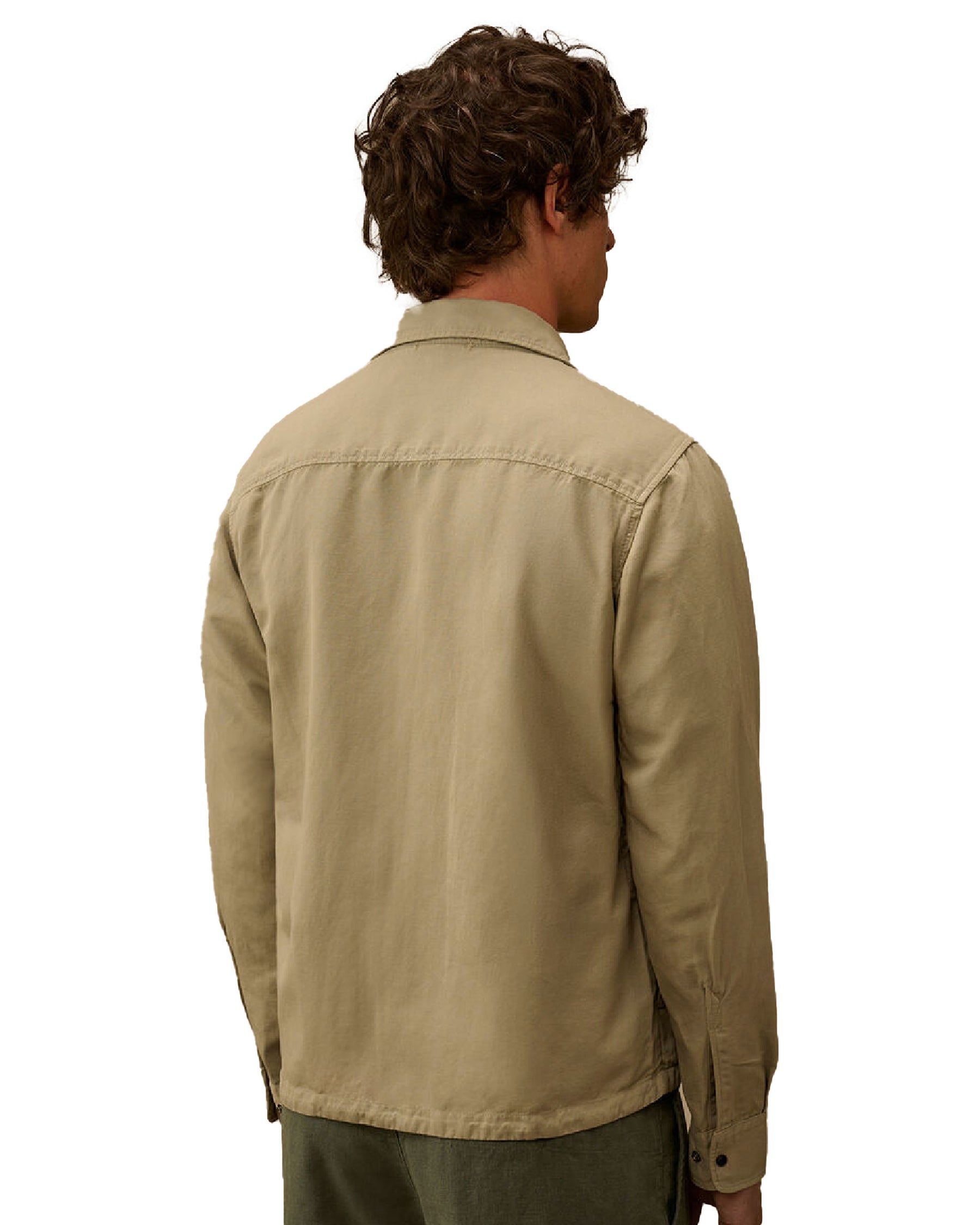 CP Company Men's Shirt In Cotton Linen Dove Beige