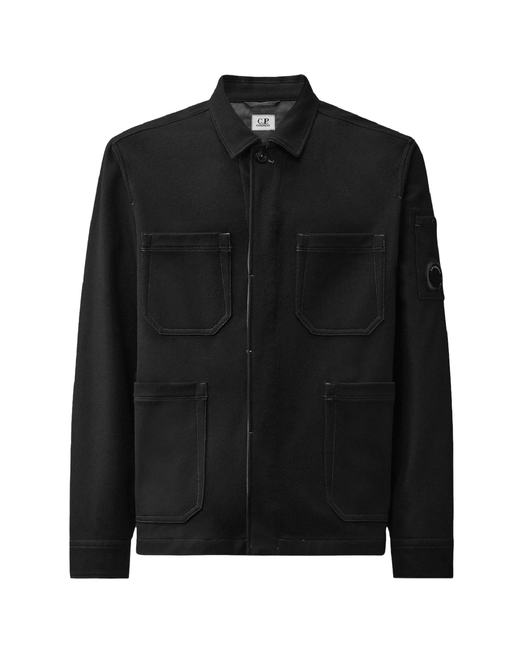 CP Company Overshirt Men's Shirt In Felted Wool Black