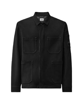 CP Company Overshirt Men's Shirt In Felted Wool Black
