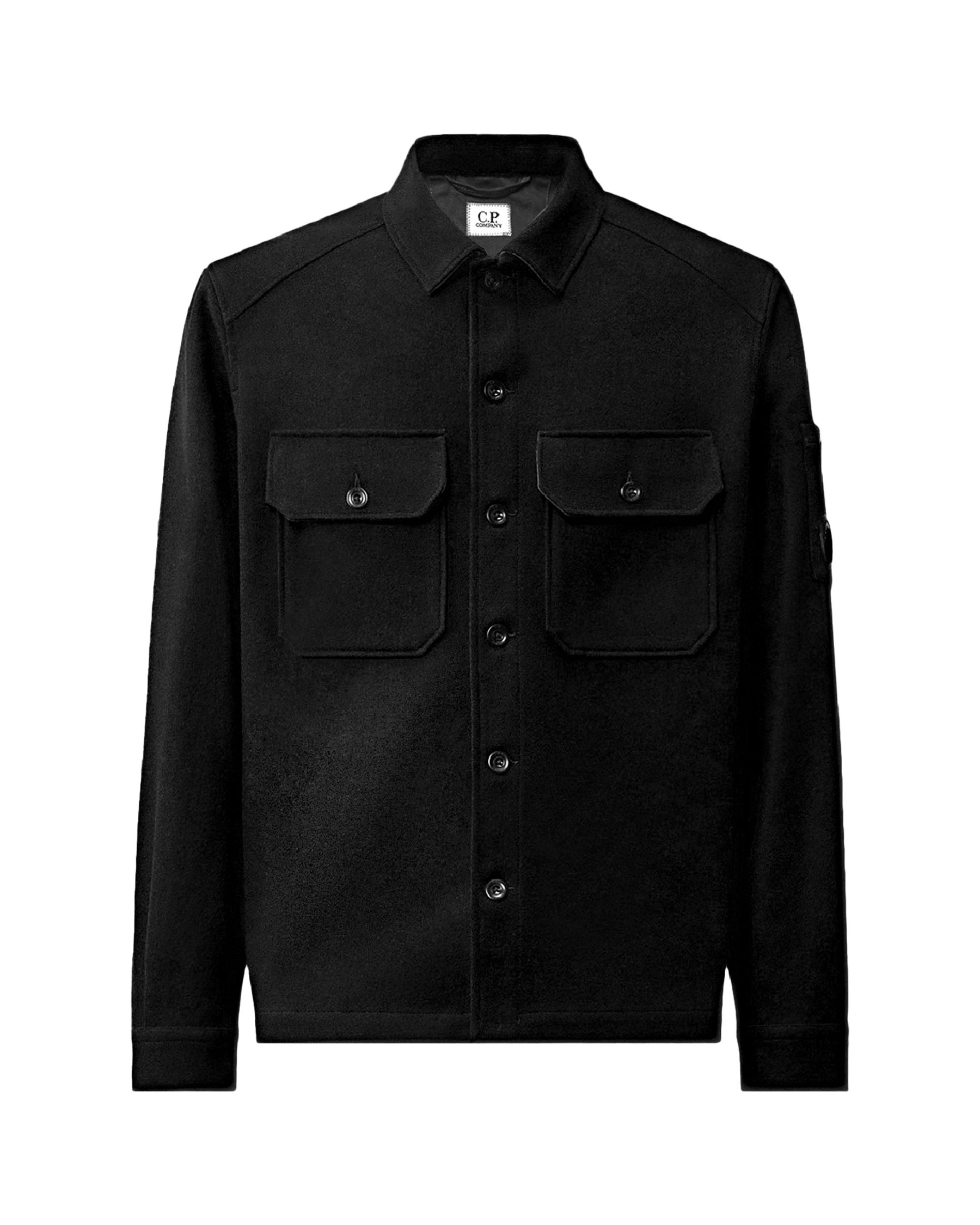CP Company Overshirt Men's Shirt In Felted Wool Black