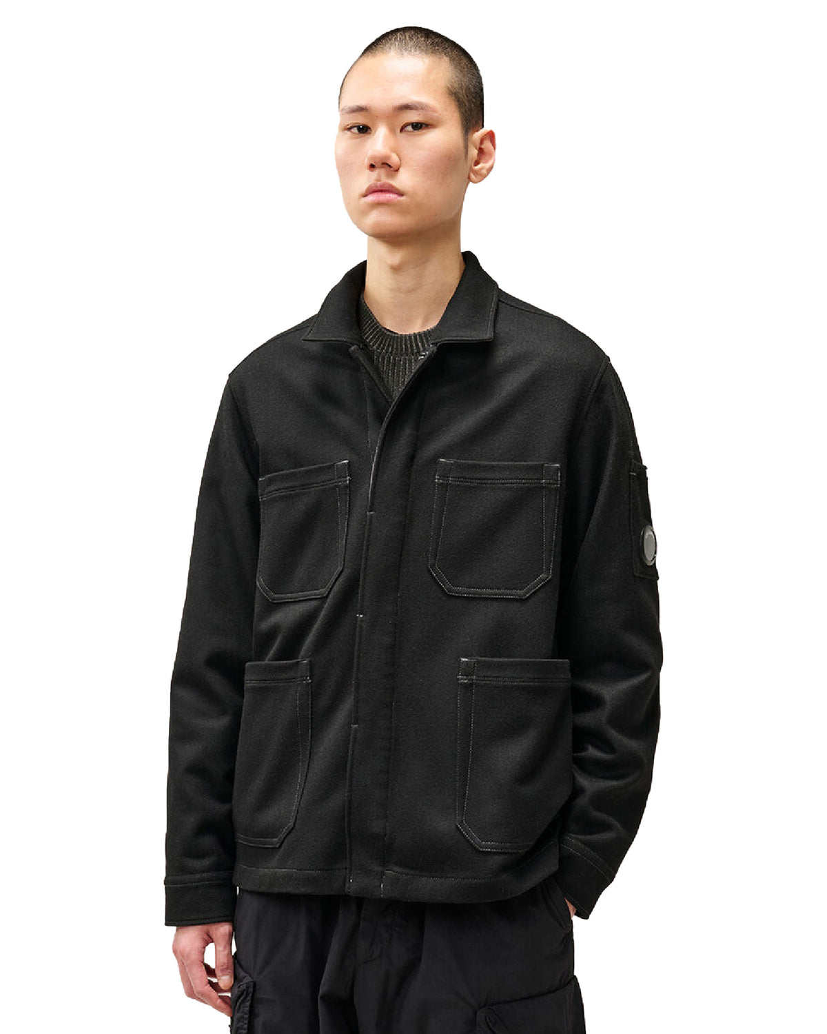 CP Company Overshirt Men's Shirt In Felted Wool Black