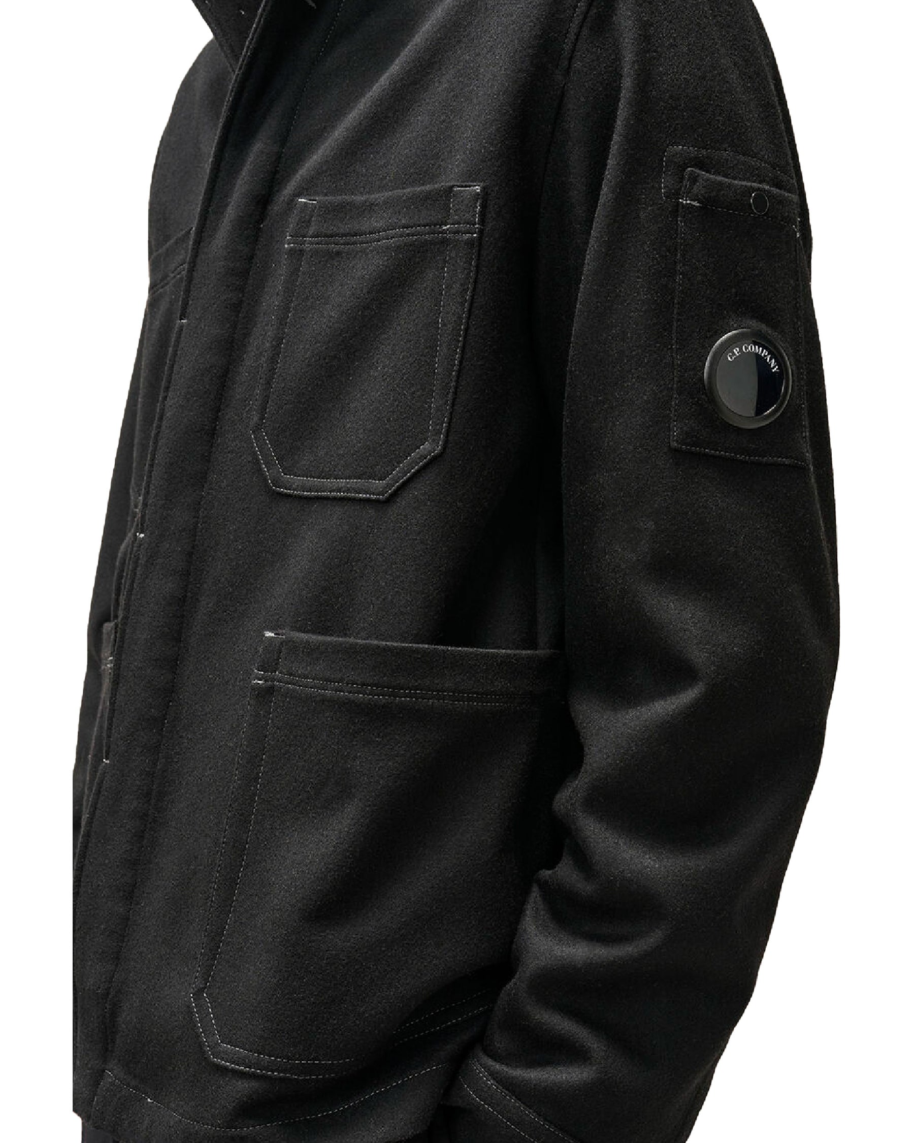 CP Company Overshirt Men's Shirt In Felted Wool Black