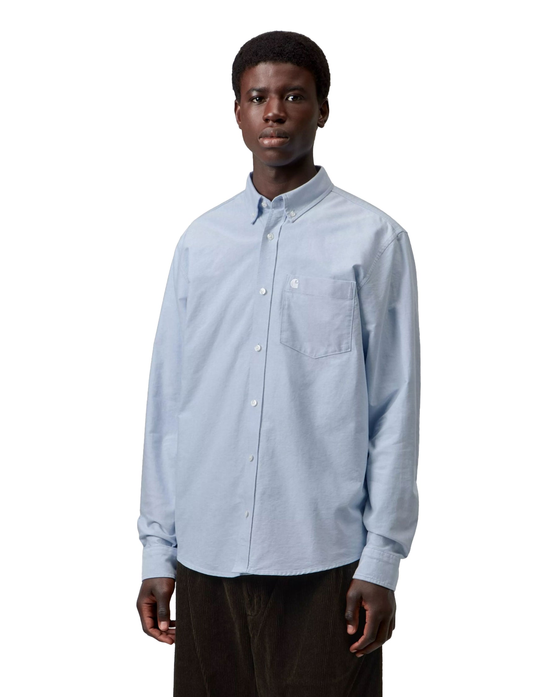 Camicia Uomo Carhartt Wip C-Logo Bleach Celeste