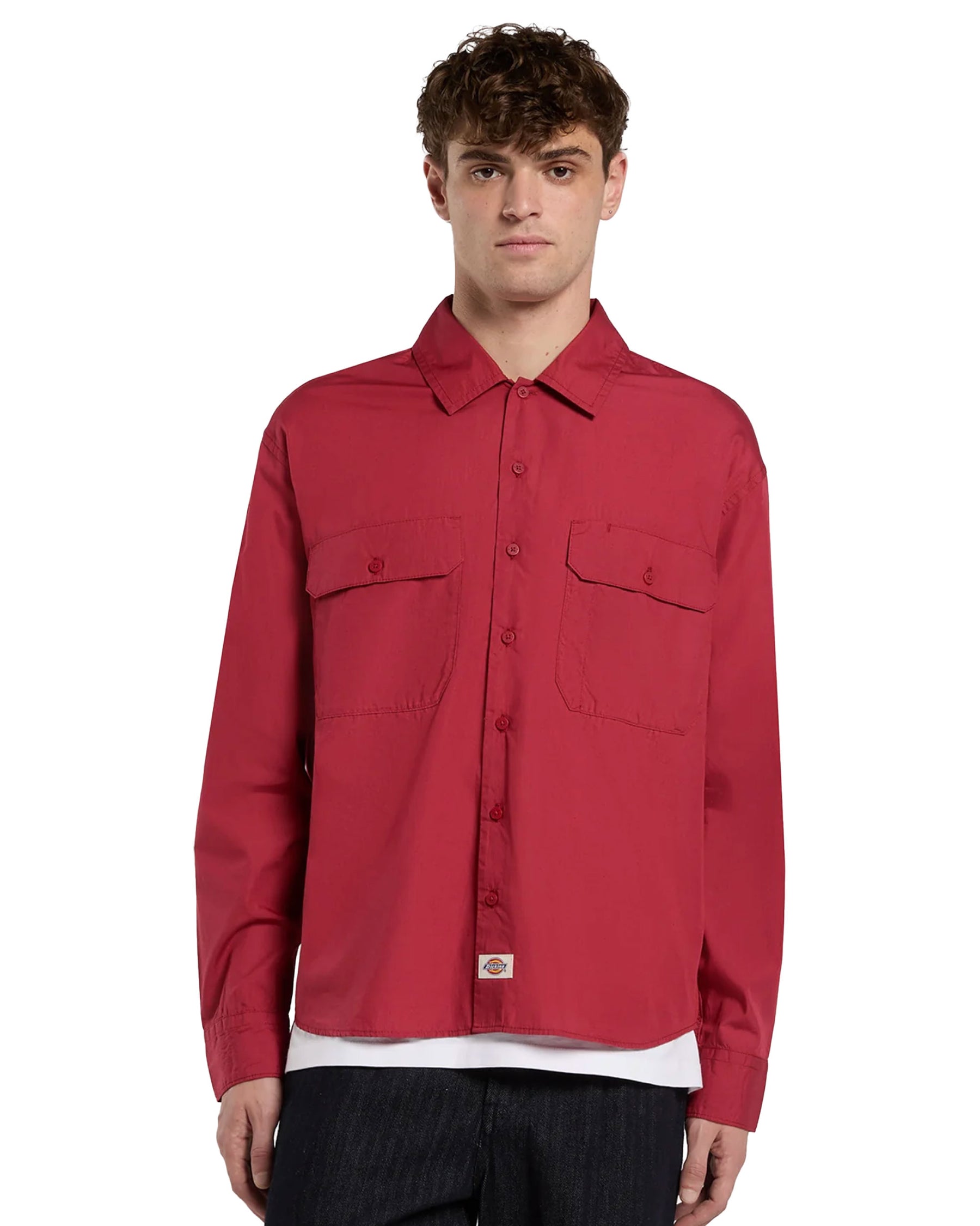 Camicia Uomo Supima Work Shirt Ls Garnet Rosso