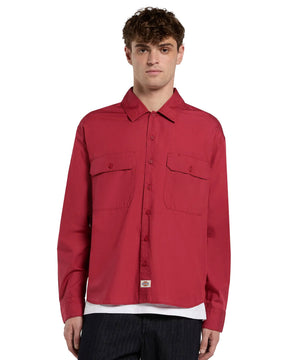 Camicia Uomo Supima Work Shirt Ls Garnet Rosso