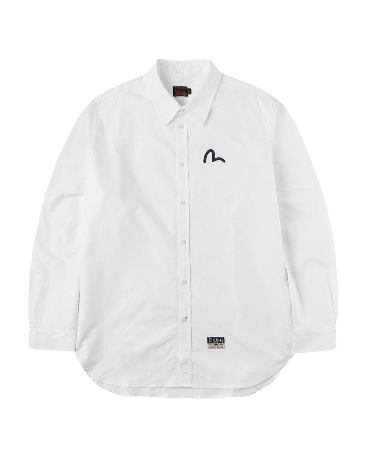 Camicia Uomo Evisu Seagull Print Oxford Shirt Bianco
