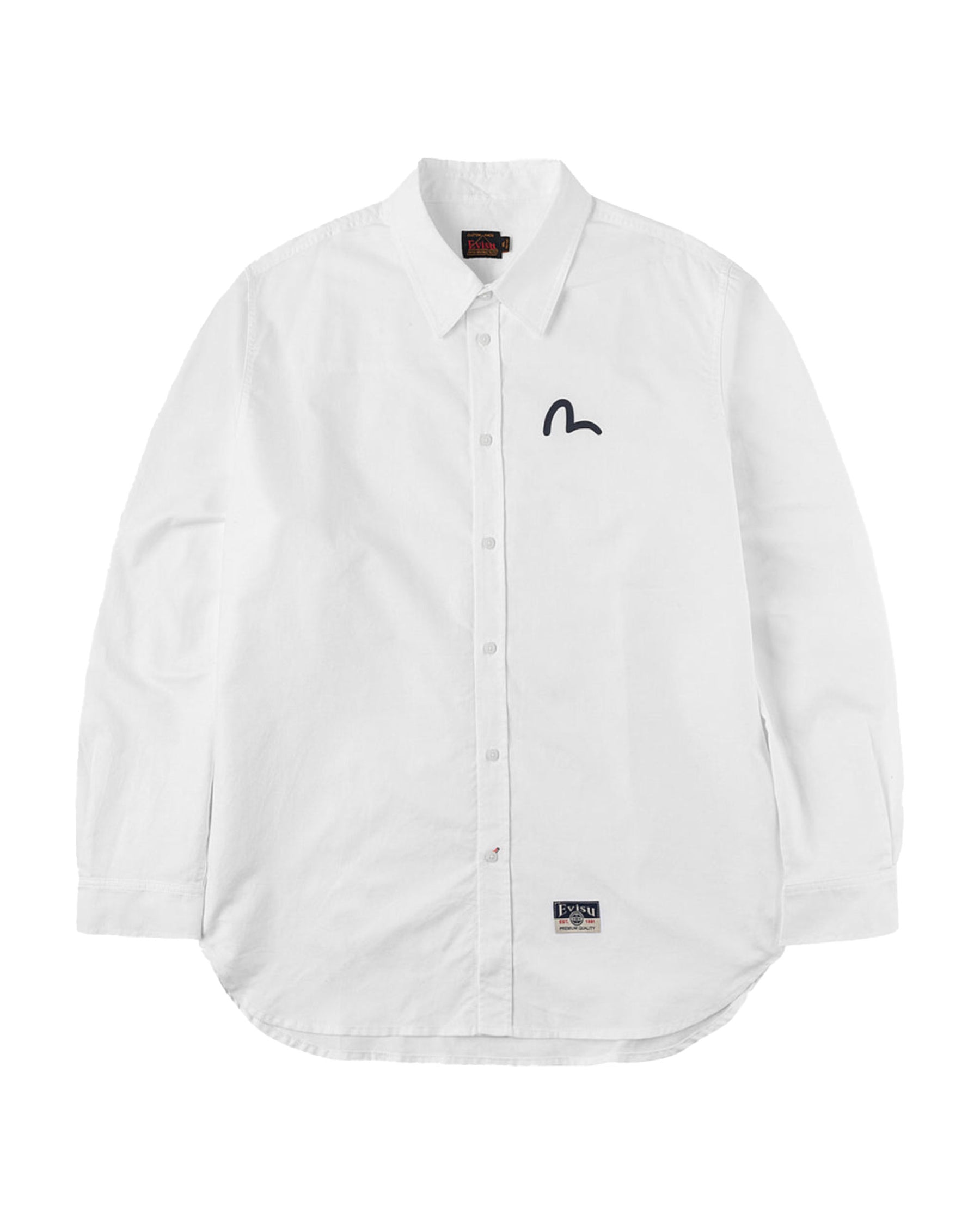 Camicia Uomo Evisu Seagull Print Oxford Shirt Bianco