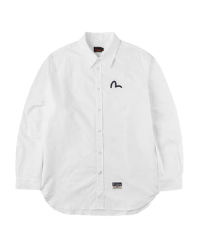 Camicia Uomo Evisu Seagull Print Oxford Shirt Bianco
