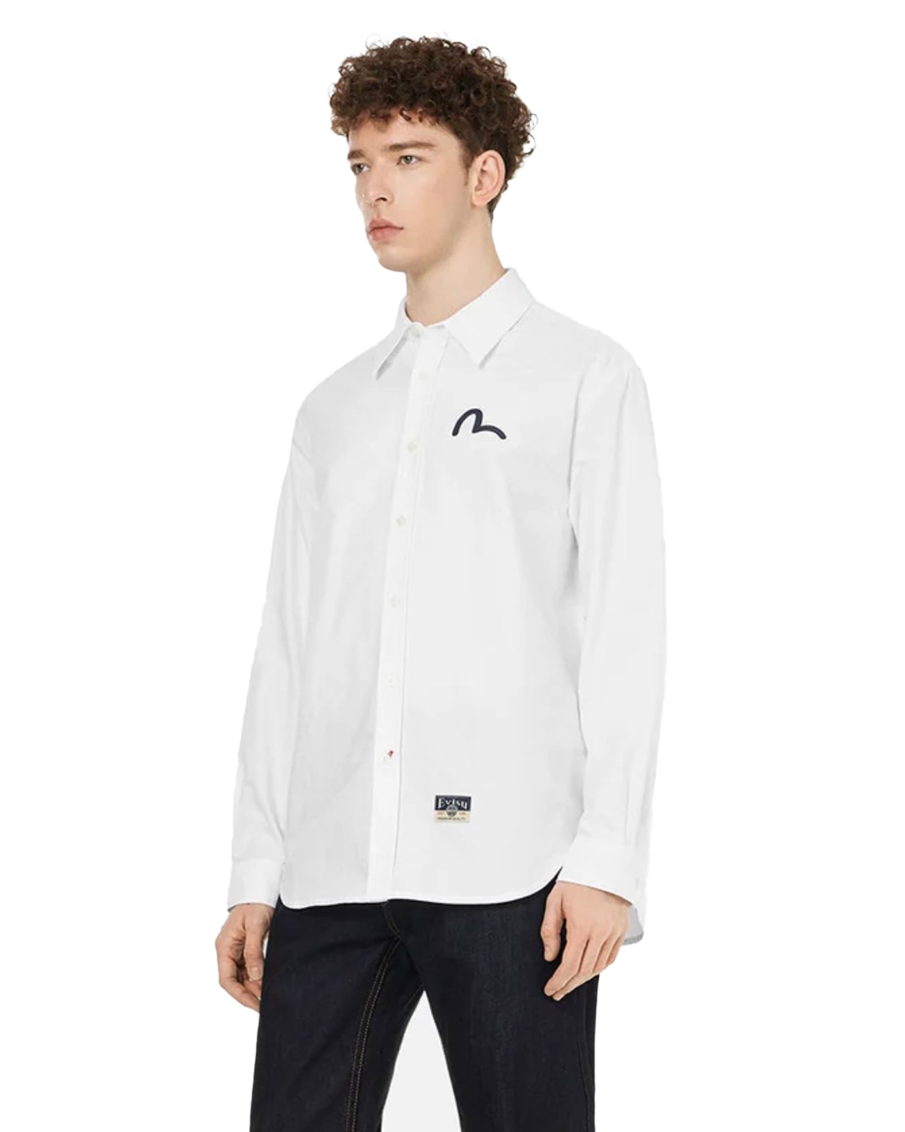Camicia Uomo Evisu Seagull Print Oxford Shirt Bianco