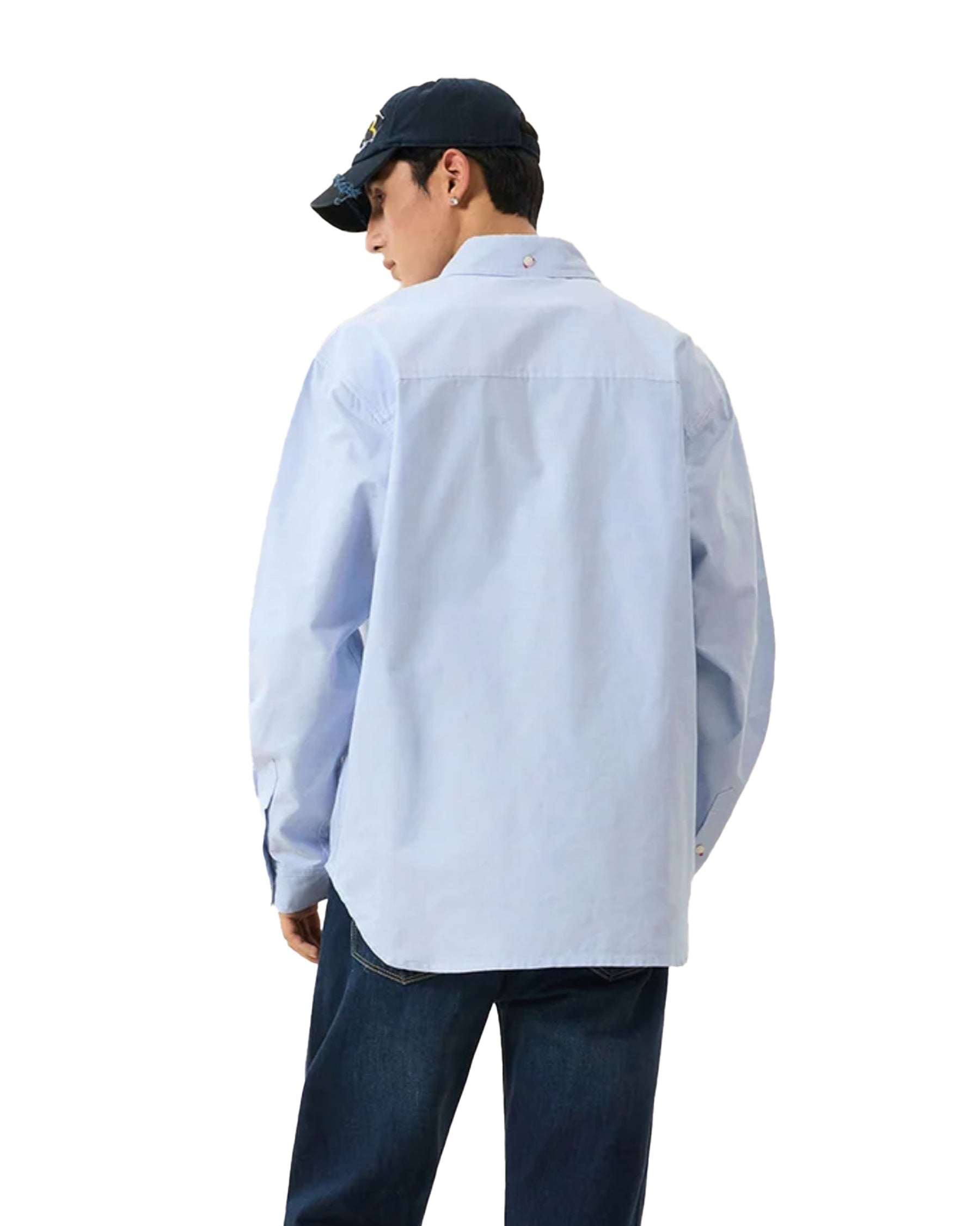 Camicia Uomo Evisu Seagull Print Oxford Shirt Celeste
