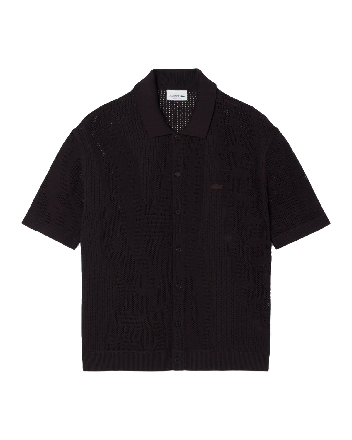 Camicia Uomo Lacoste In Maglia di Pizzo Marrone