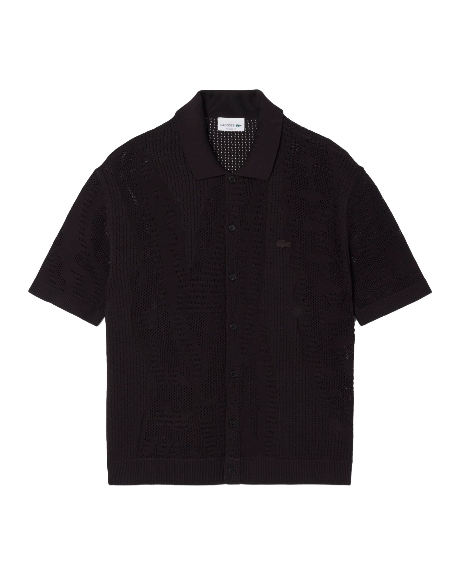 Camicia Uomo Lacoste In Maglia di Pizzo Marrone