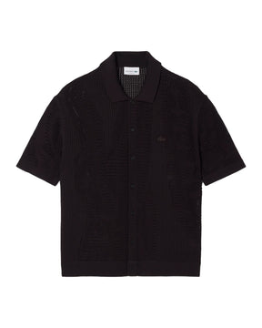 Camicia Uomo Lacoste In Maglia di Pizzo Marrone