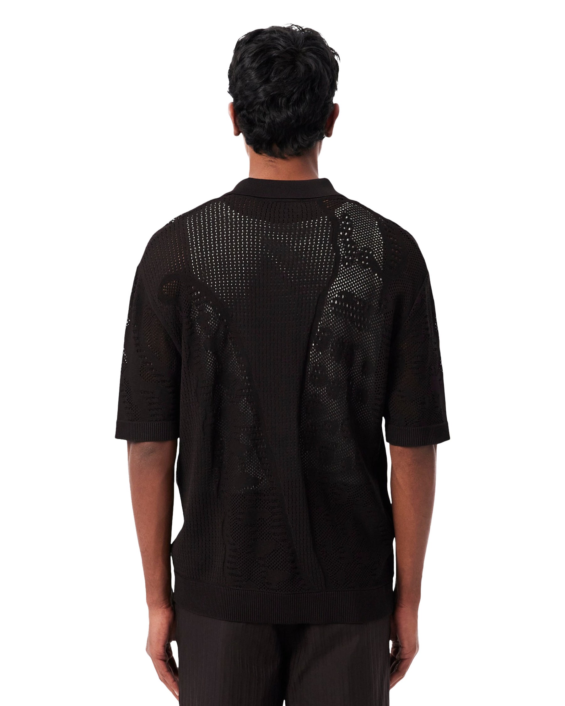 Camicia Uomo Lacoste In Maglia di Pizzo Marrone