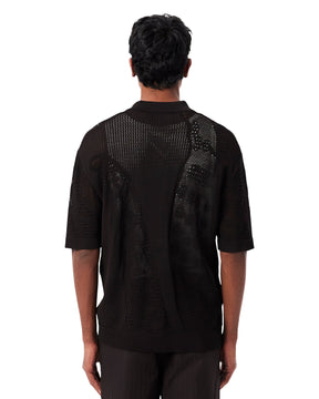 Camicia Uomo Lacoste In Maglia di Pizzo Marrone