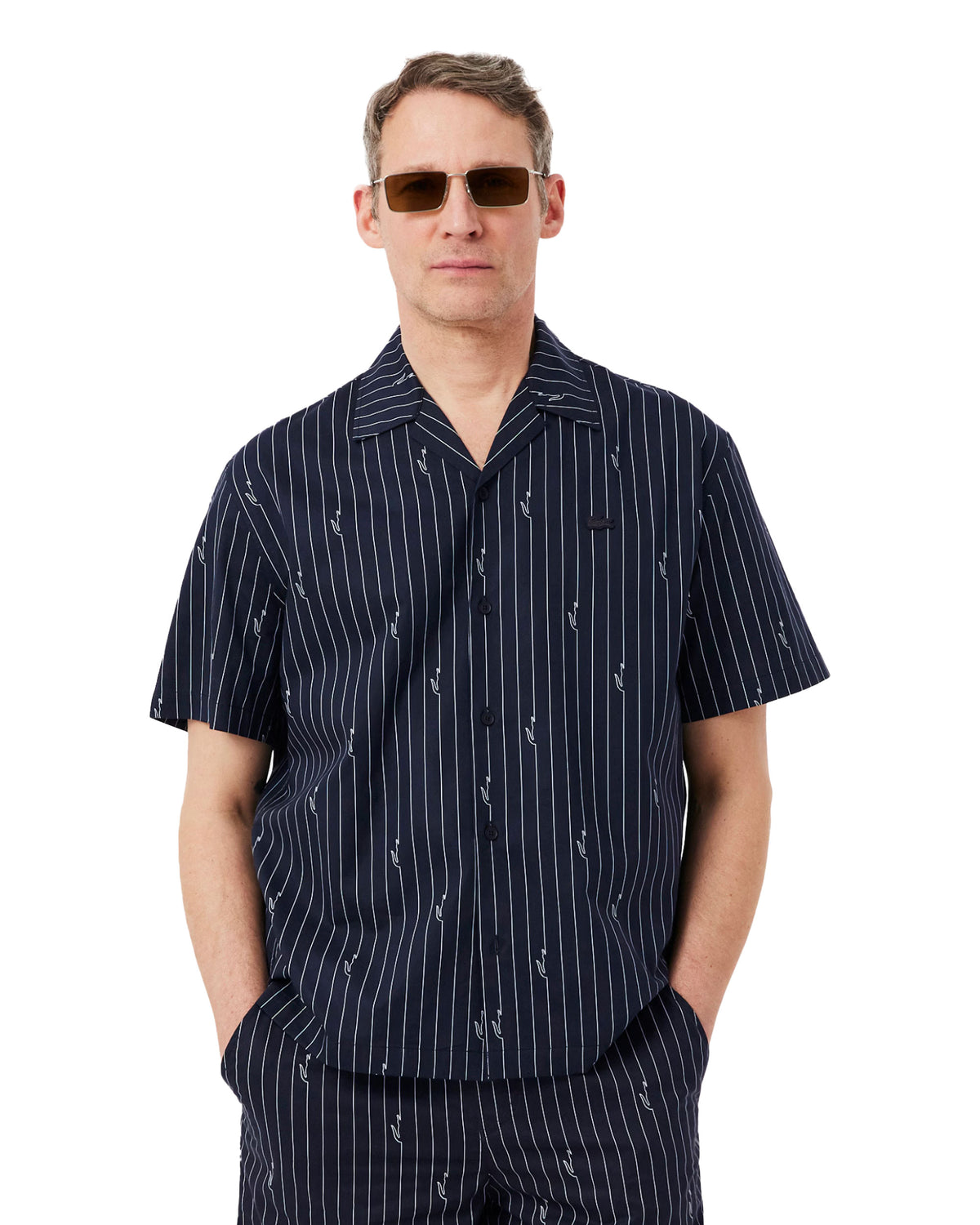 Camicia Uomo Lacoste Twill Righe Nero