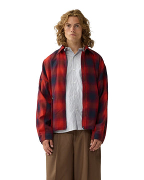 Camicia Uomo New Amsterdam Surfassociation Flanel Overshirt Blue-Red Check